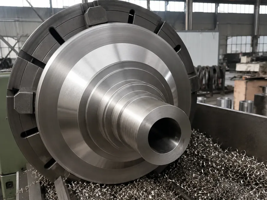 User-owned lathe scene illustrates turning scale; it is not the Ti-6Al-4V ingot or hybrid setup in the reported study