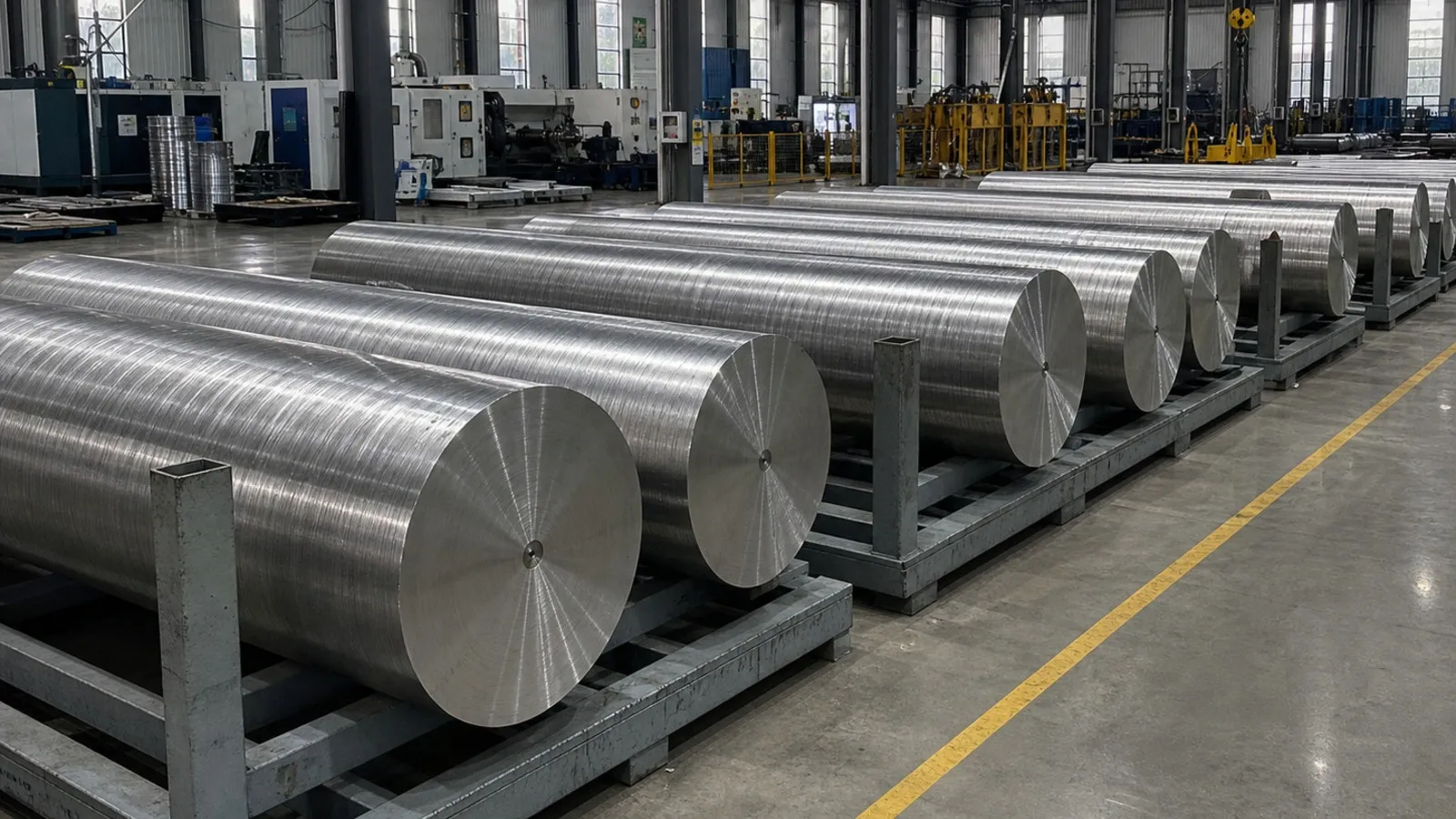 Large titanium bar stock staged in a factory, showing why alloy, shipment date and surcharge records need to stay connected to the quote.