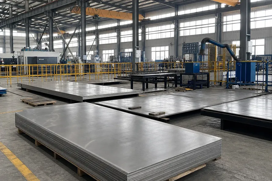 Stacks of titanium plate in a processing workshop, showing why supersonic aircraft programs need product-form and route evidence before release.