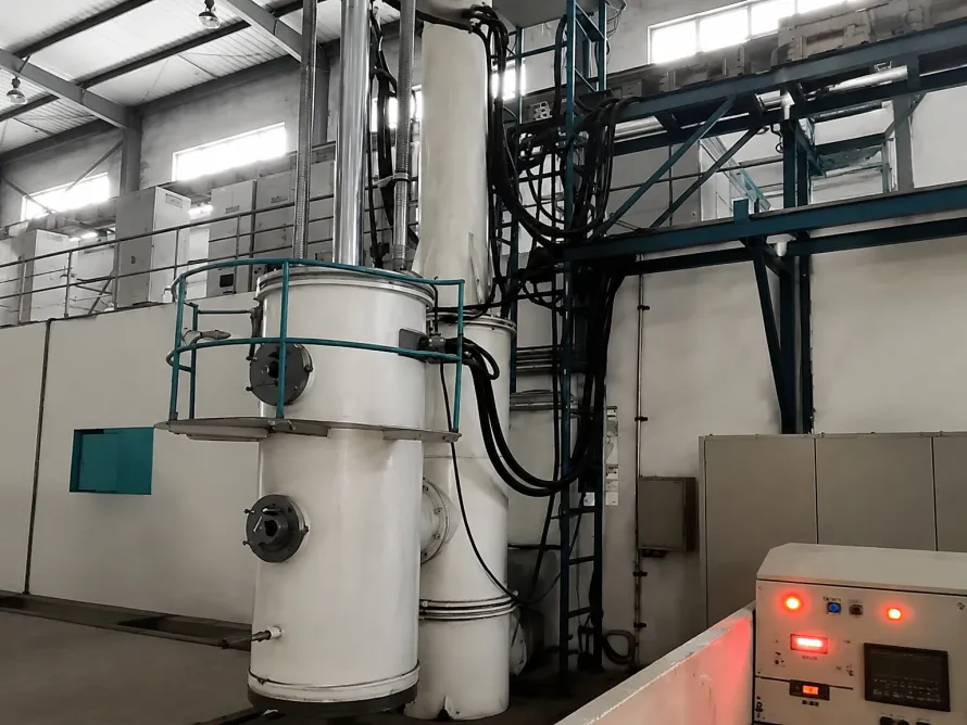 Vacuum and furnace equipment inside a titanium processing workshop, illustrating why powder capacity has to be connected to process control, safety review and release evidence