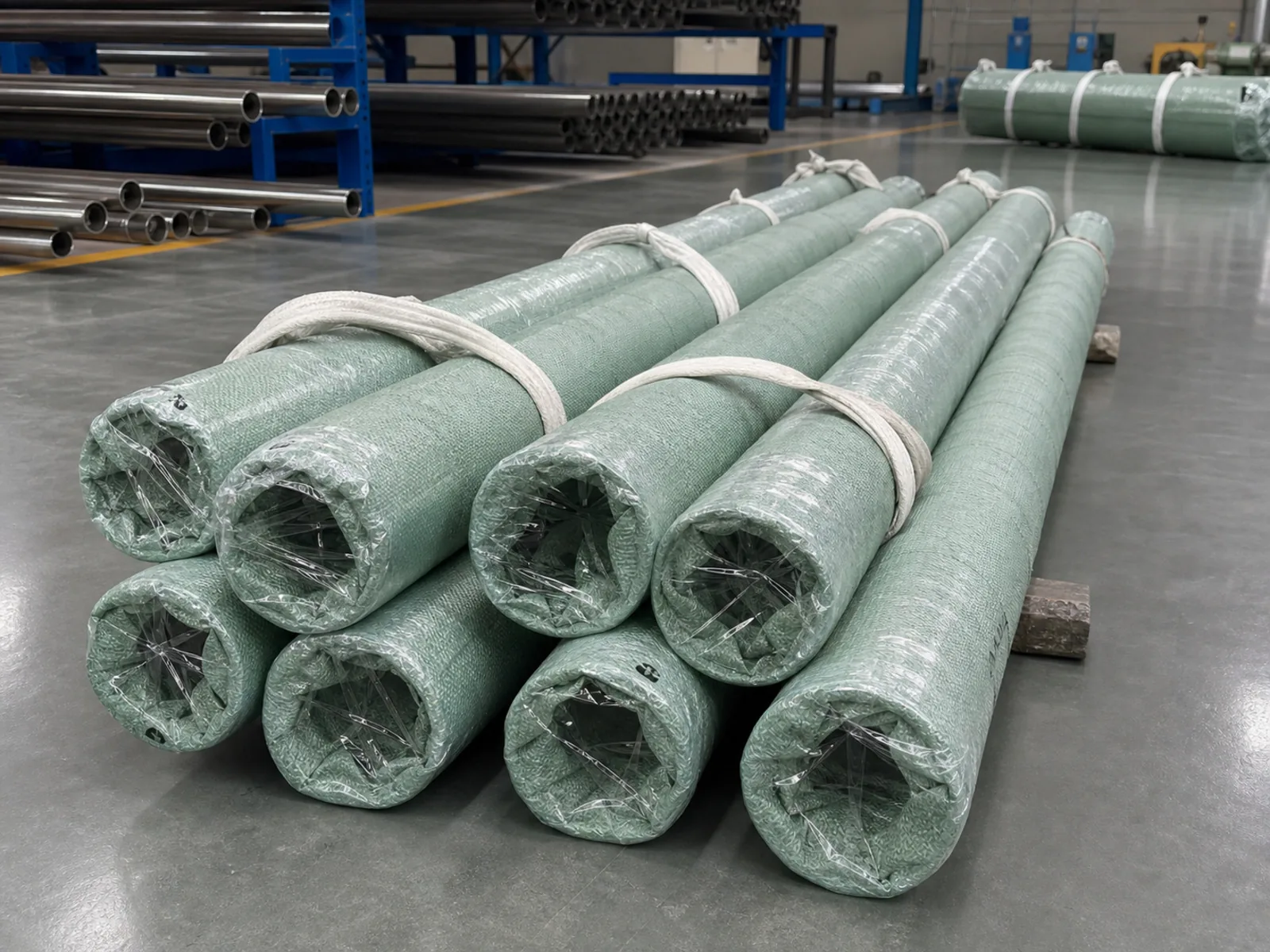 Packaged titanium tubes staged in a clean factory area, illustrating how protection and lot handling support downstream release records.