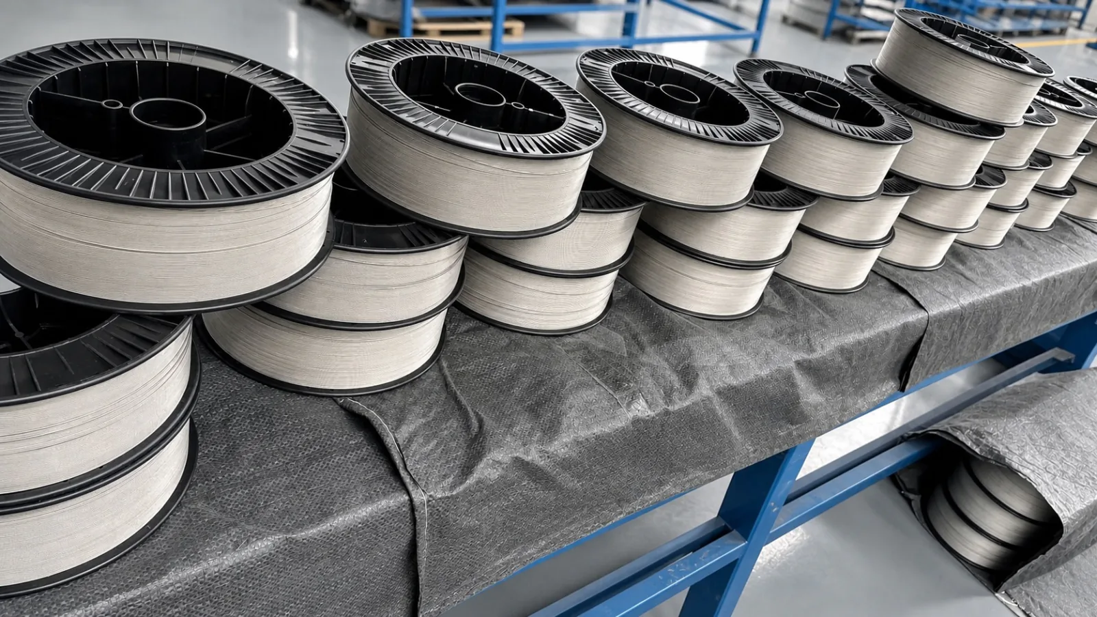 User-supplied titanium welding-wire spools illustrate consumable identity when a qualified procedure uses filler; the study record does not establish that these spools or a filler-wire route were used.