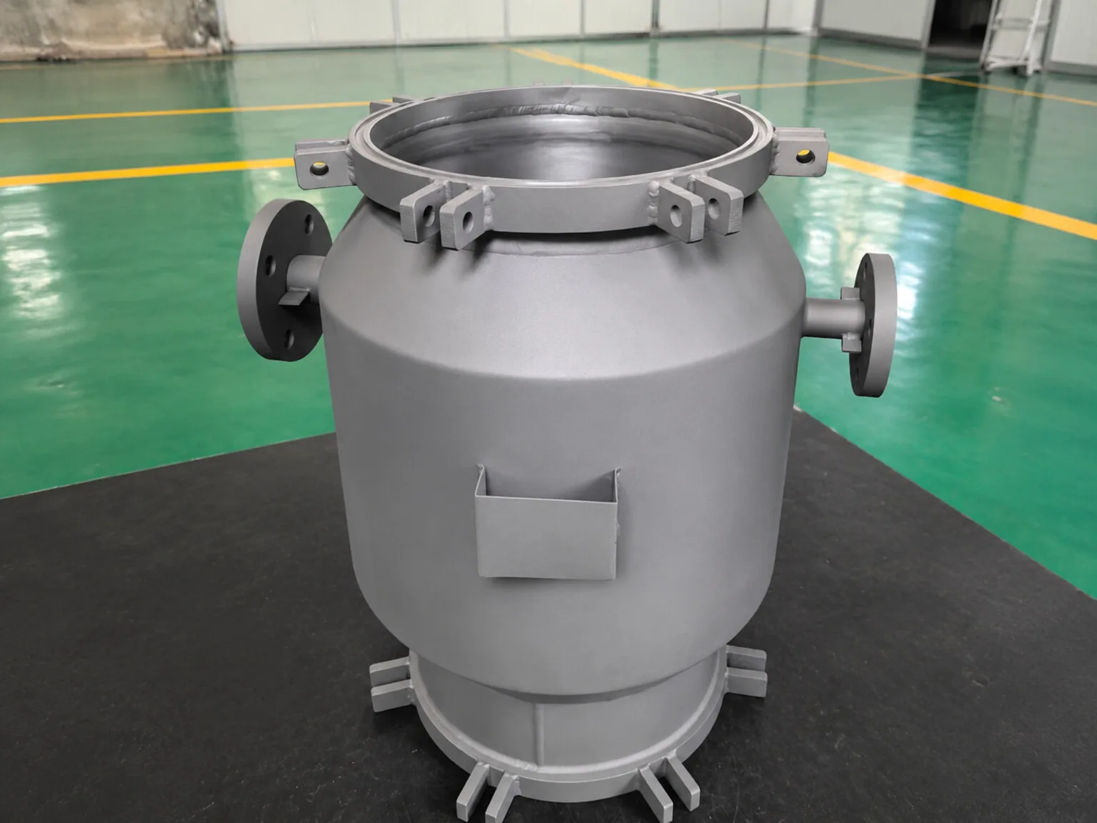 A finished titanium process component demonstrates the last traceability handoff: material-origin evidence must survive fabrication and remain linked to the delivered item