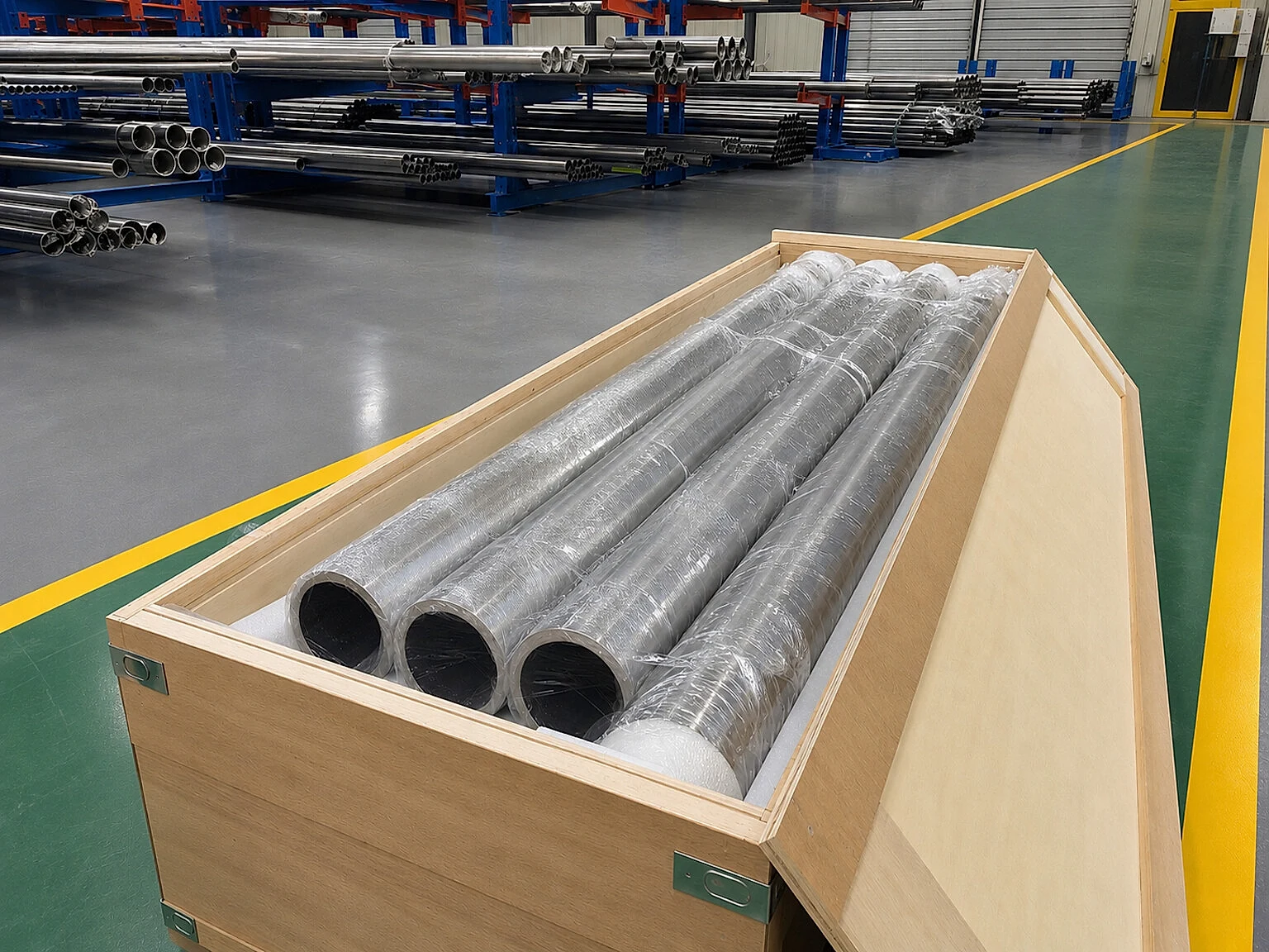 Packaged titanium-like stock in a workshop, showing why shipment boundaries must stay tied to release records.