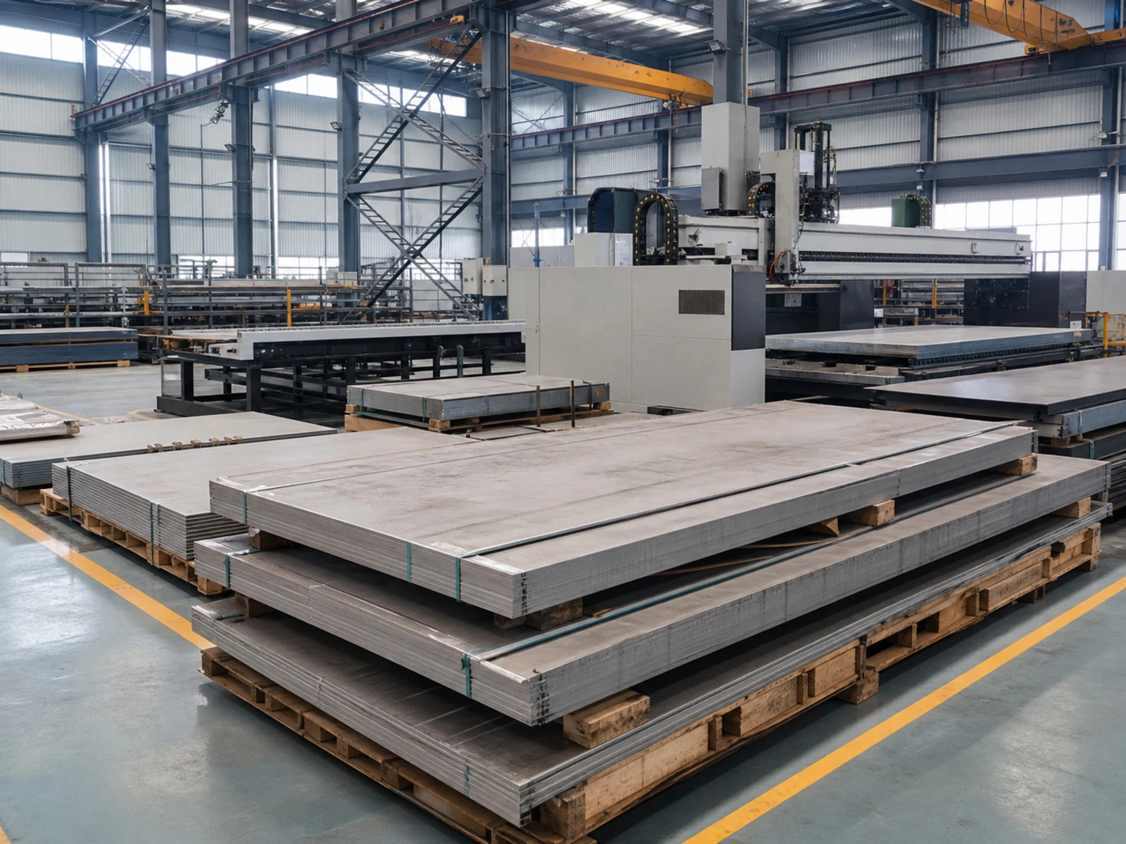 Titanium plates stacked in a workshop, illustrating how product form and weight basis affect quote and surcharge review.