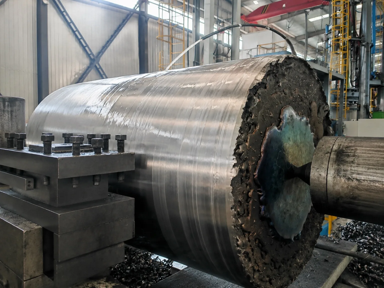 User-owned titanium billet machining illustrates a changing stock state; it is not the workpiece or setup used in the reported validation.